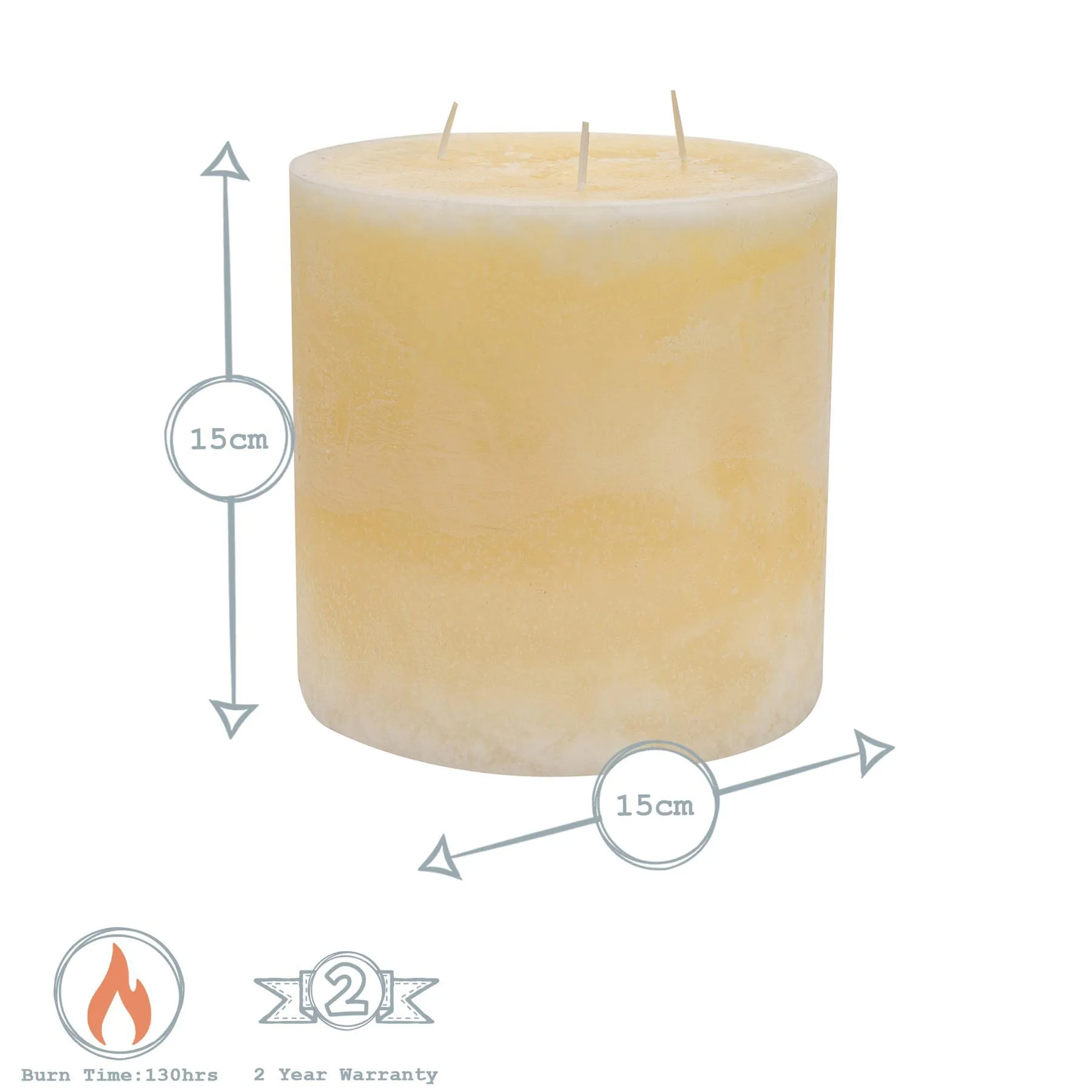 15cm Triple Wick Vanilla Round Pillar Candle - By Nicola Spring