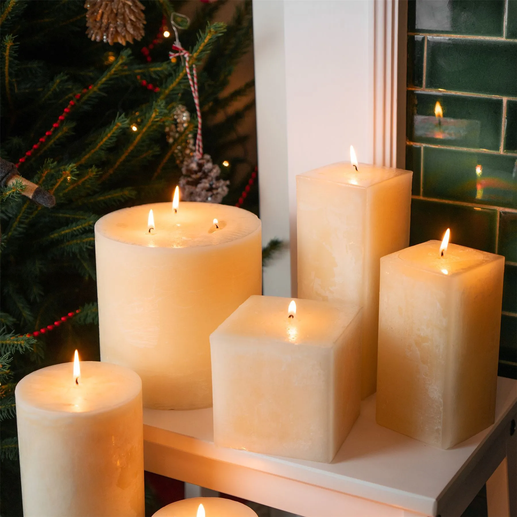 15cm Triple Wick Vanilla Round Pillar Candle - By Nicola Spring