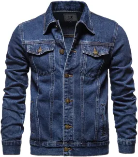 Adhdyuud Men Classic Motorcycle Jeans Jackets Mens Causal Oversized Cotton Button Down Denim Coat