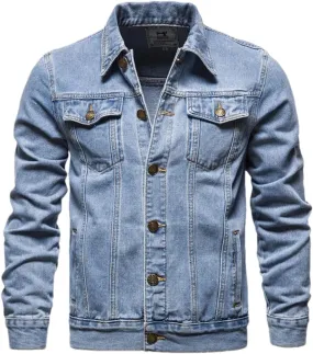 Adhdyuud Men Classic Motorcycle Jeans Jackets Mens Causal Oversized Cotton Button Down Denim Coat