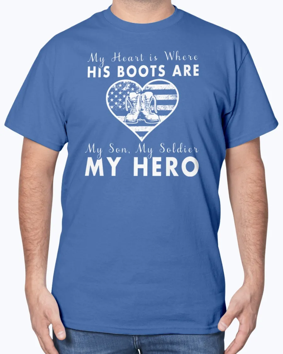 Army Mom Heart & Boots T-shirts