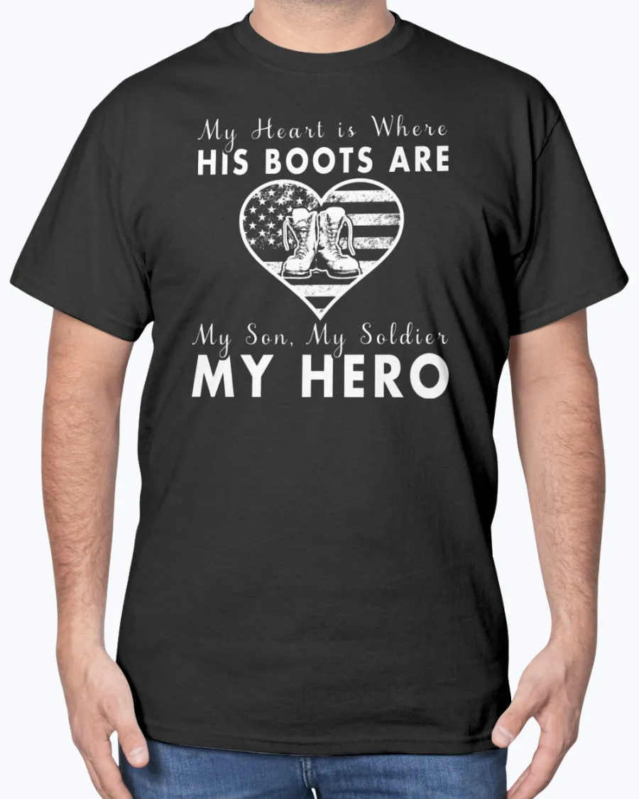 Army Mom Heart & Boots T-shirts