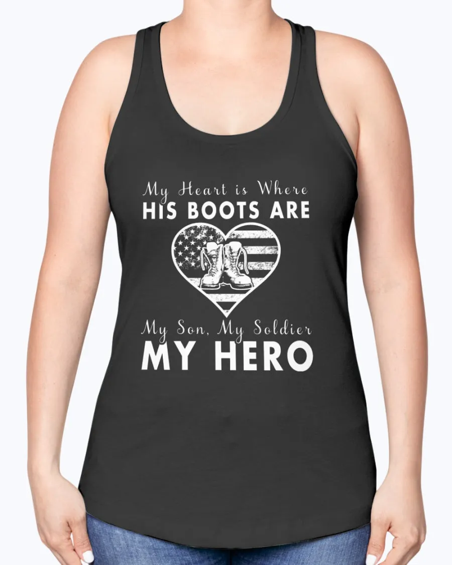 Army Mom Heart & Boots T-shirts