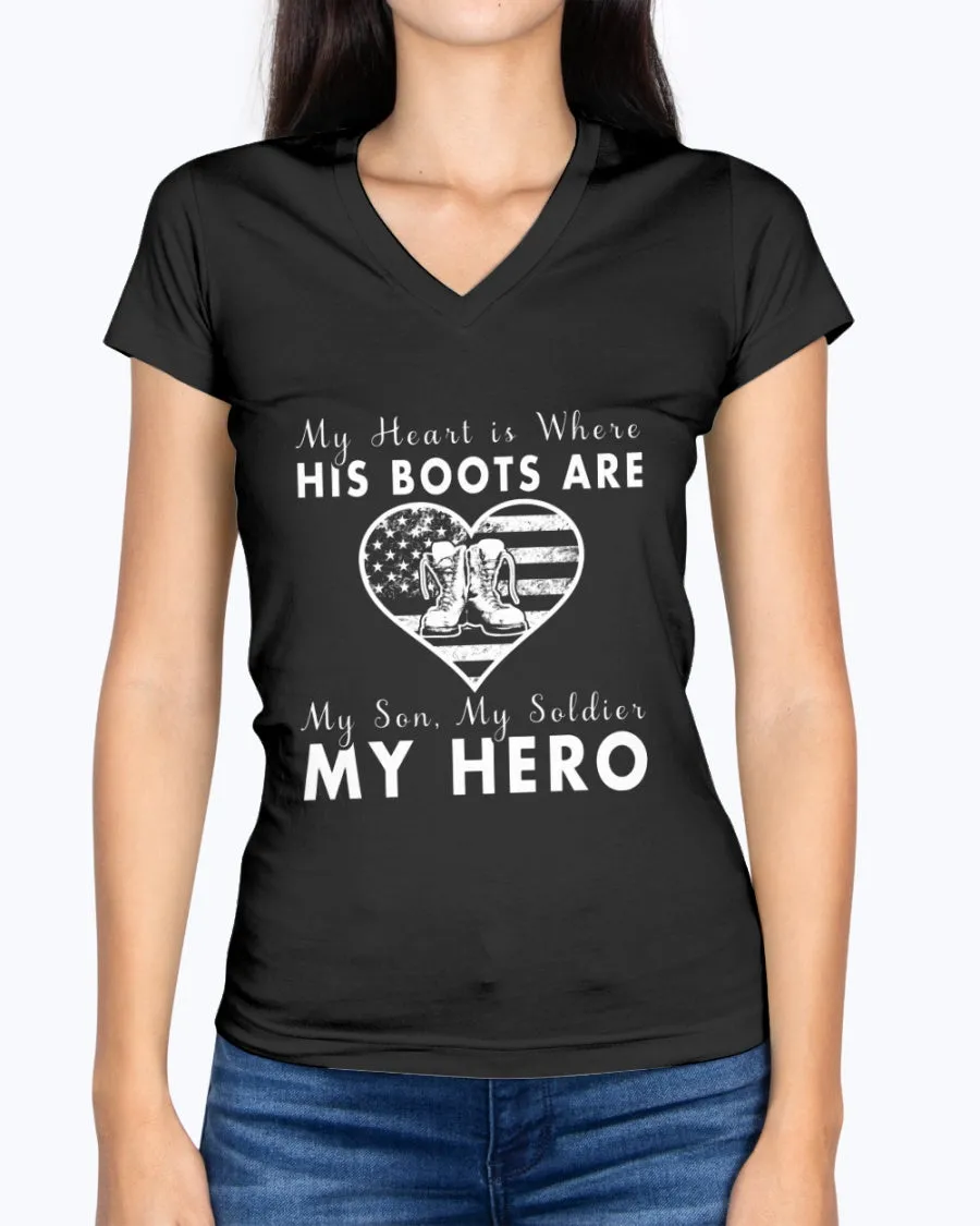 Army Mom Heart & Boots T-shirts