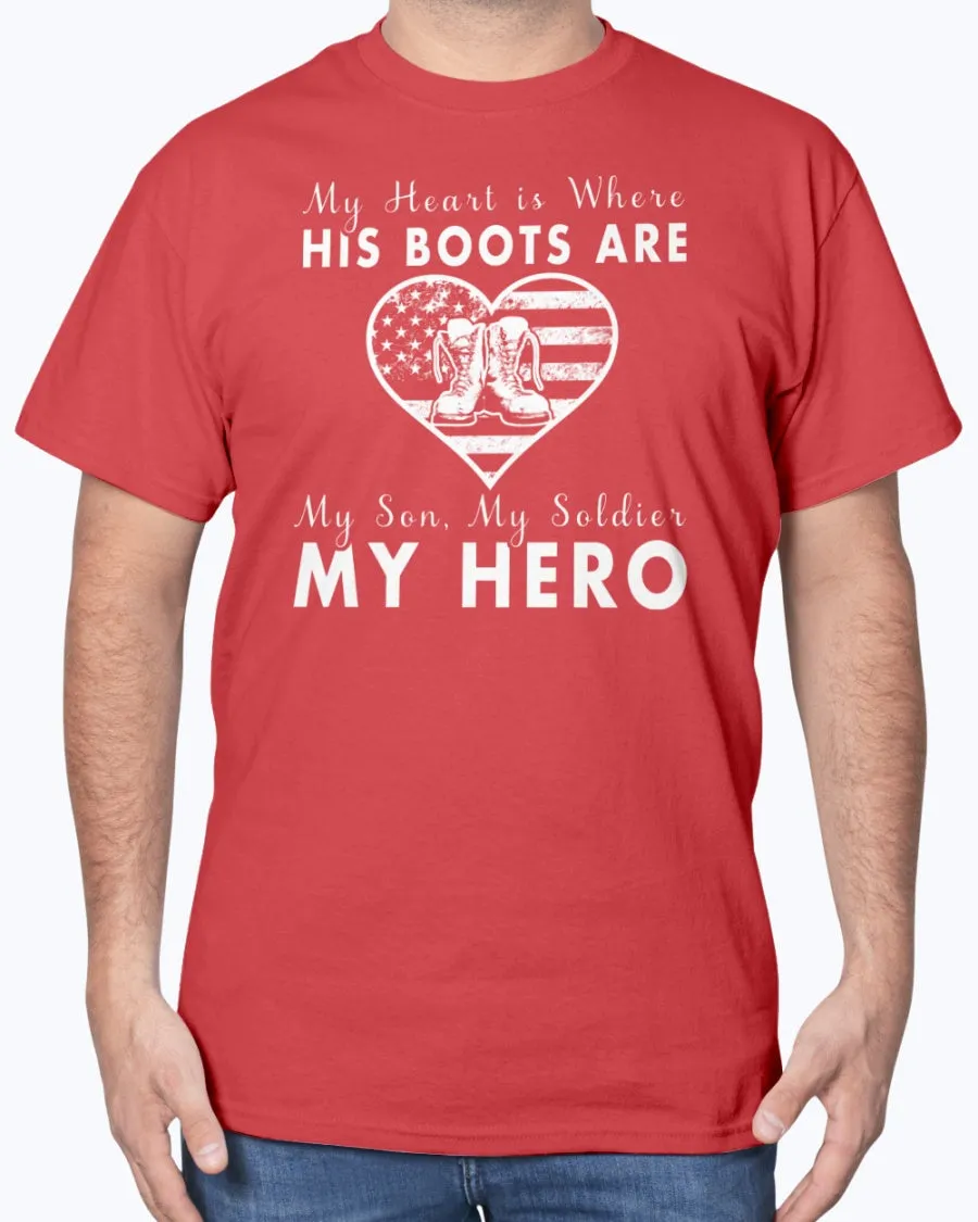 Army Mom Heart & Boots T-shirts