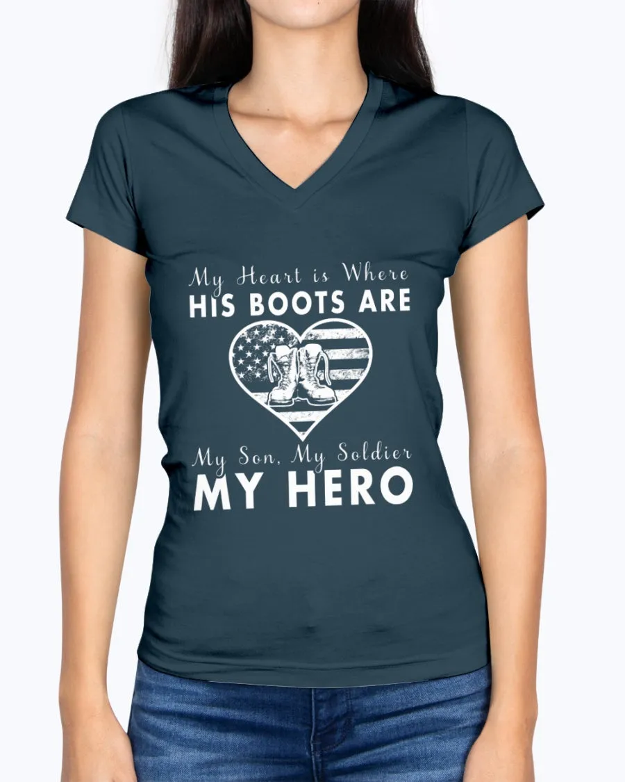 Army Mom Heart & Boots T-shirts