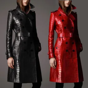 Autumn Leather Trench Coat