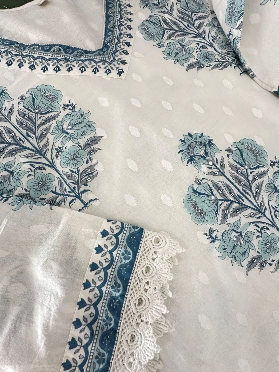 Beautiful Designer Blue and White Afghani Salwar Suit