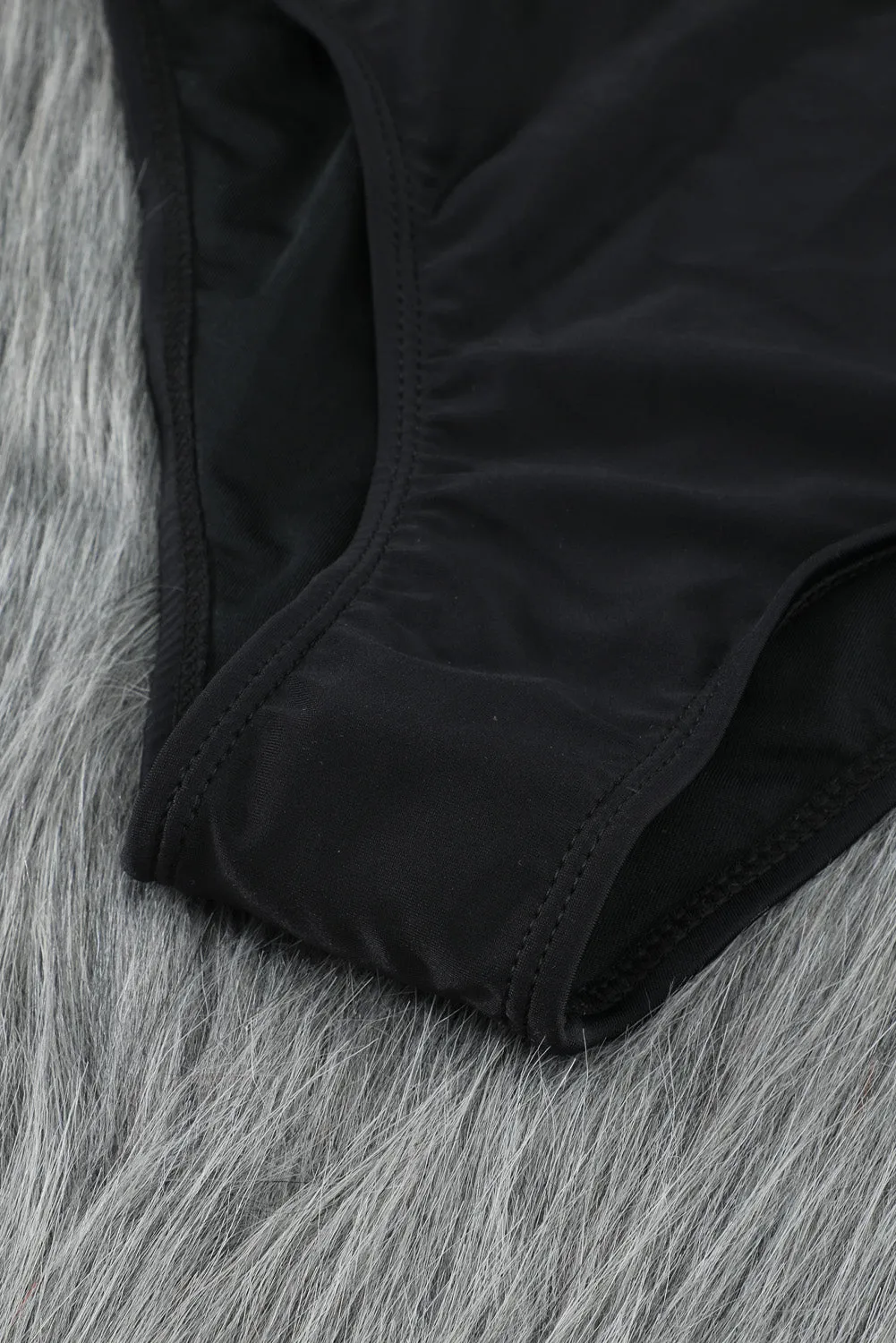 Black Bubble Sleeves Square Neck High Waist Bikini