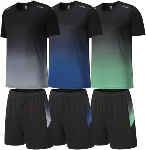 BOOMCOOL Gym Clothes workout shorts and long sleeve shirts for men running dry fit athletic outfits sets 6 pack