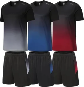 BOOMCOOL Gym Clothes workout shorts and long sleeve shirts for men running dry fit athletic outfits sets 6 pack