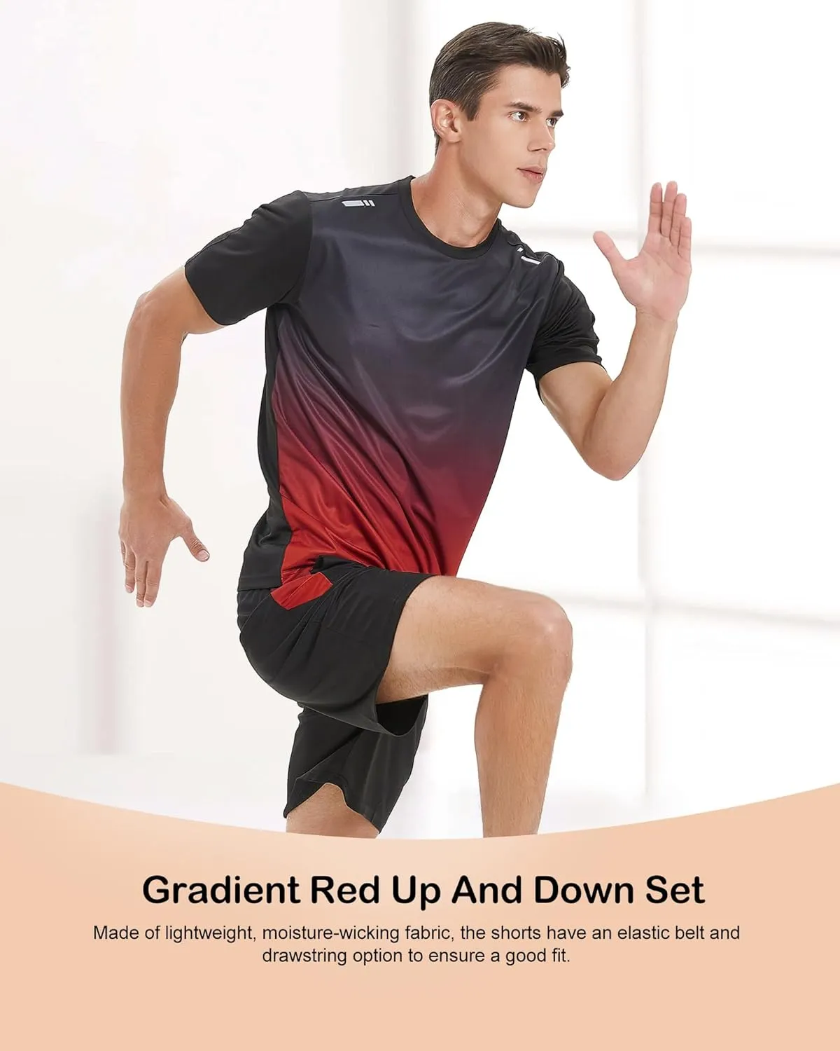 BOOMCOOL Gym Clothes workout shorts and long sleeve shirts for men running dry fit athletic outfits sets 6 pack