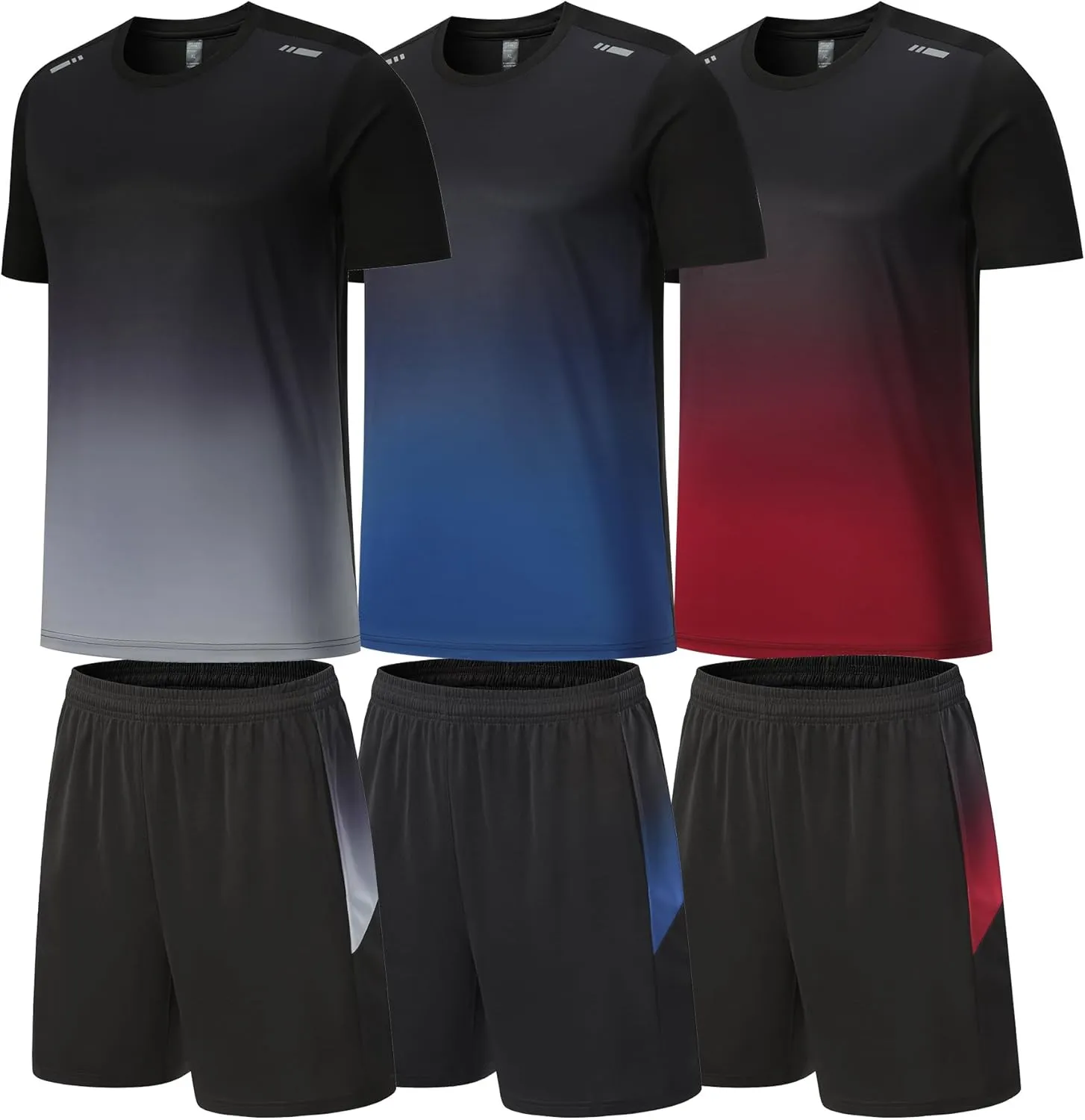 BOOMCOOL Gym Clothes workout shorts and long sleeve shirts for men running dry fit athletic outfits sets 6 pack