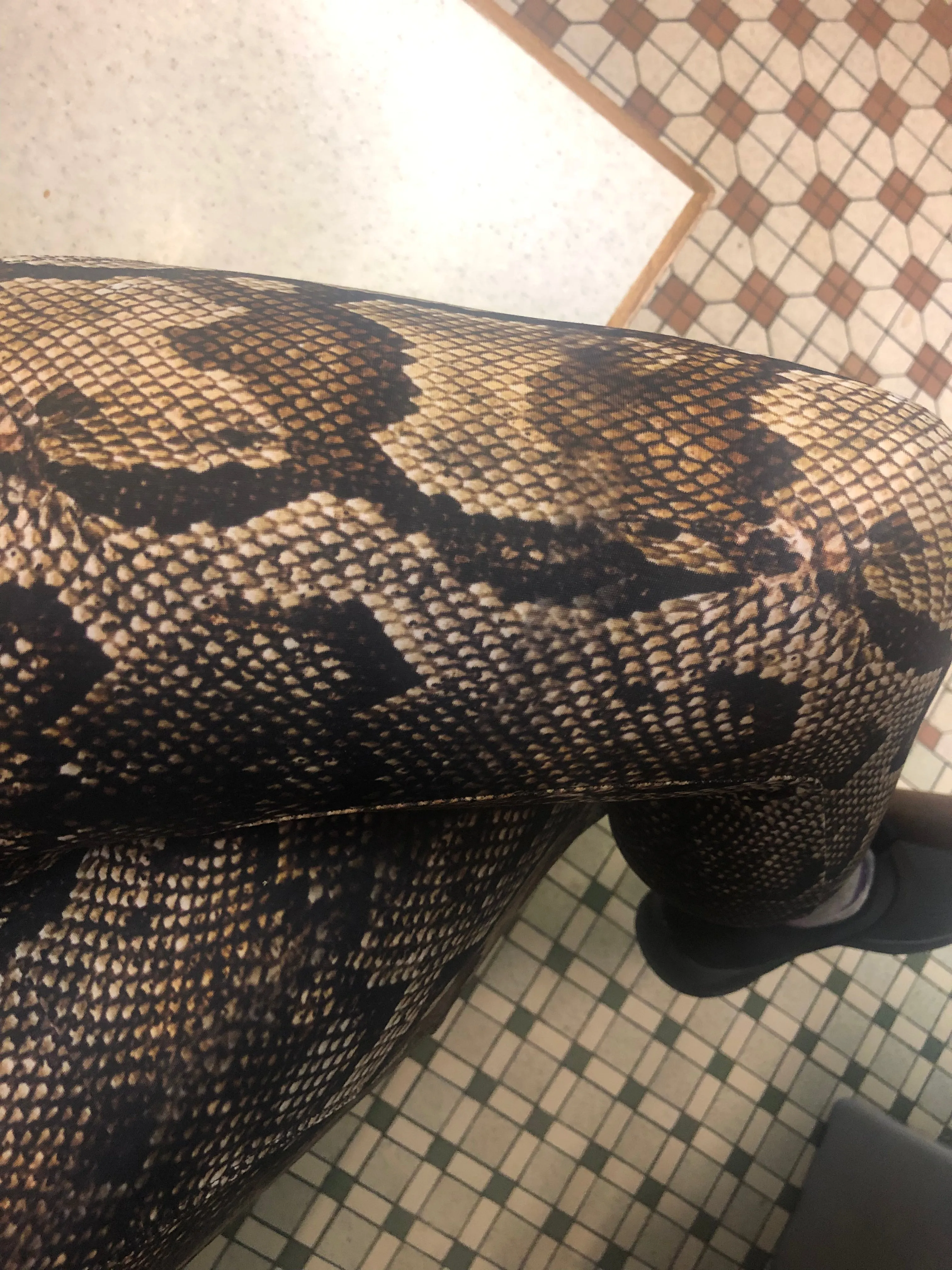 Brown Snake Print Yoga Leggings, Snake Python Print Ladies' Yoga Pants-Made in USA/EU