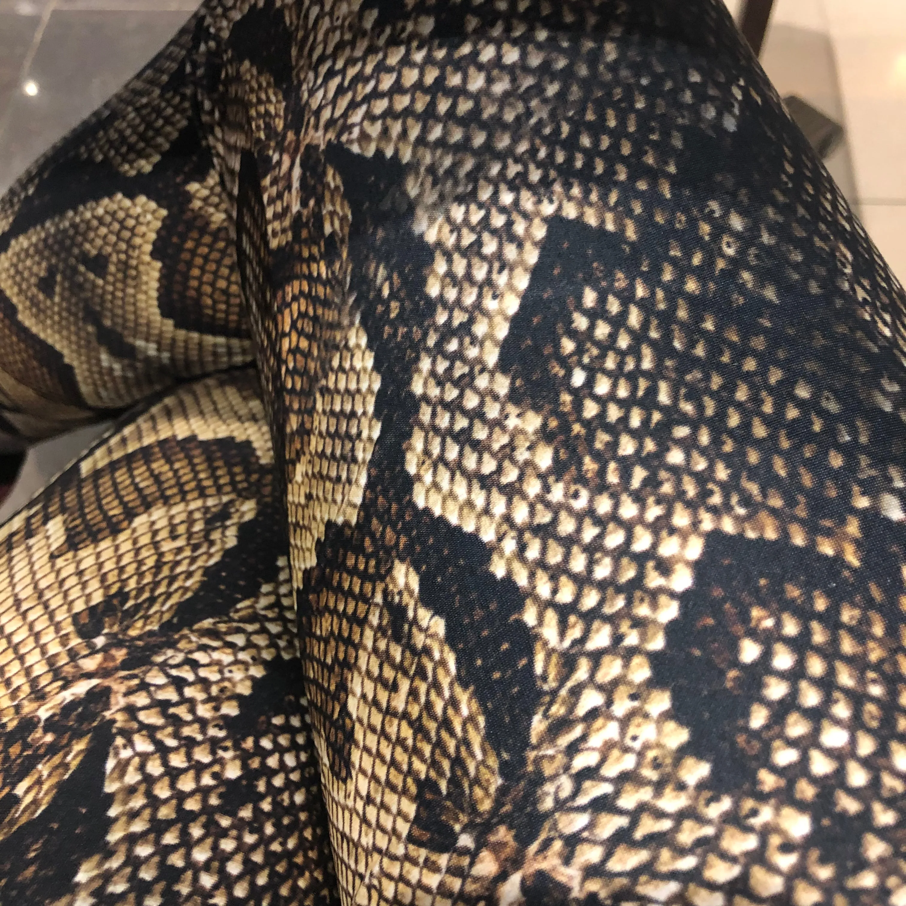 Brown Snake Print Yoga Leggings, Snake Python Print Ladies' Yoga Pants-Made in USA/EU