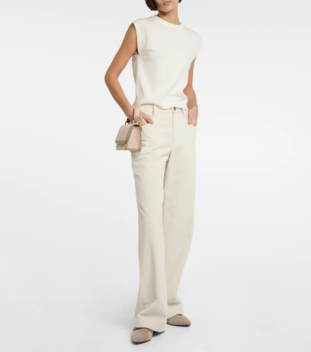Brunello Cucinelli cashmere sweater vest, white