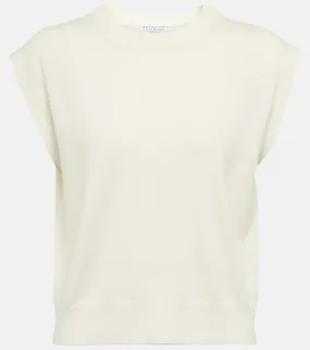 Brunello Cucinelli cashmere sweater vest, white
