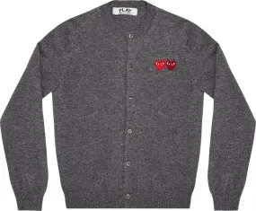 Cardigan Comme des Garçons PLAY Wool Layered Double Heart Cardigan 'Grey', gray