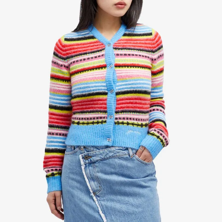 Cardigan Ganni Soft Wool Stripe, multicolor