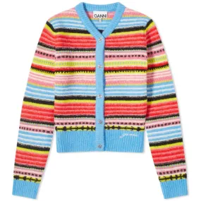 Cardigan Ganni Soft Wool Stripe, multicolor