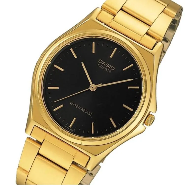Casio Classic 41mm Gold Steel Black Dial Men's Watch - MTP1130N-1A