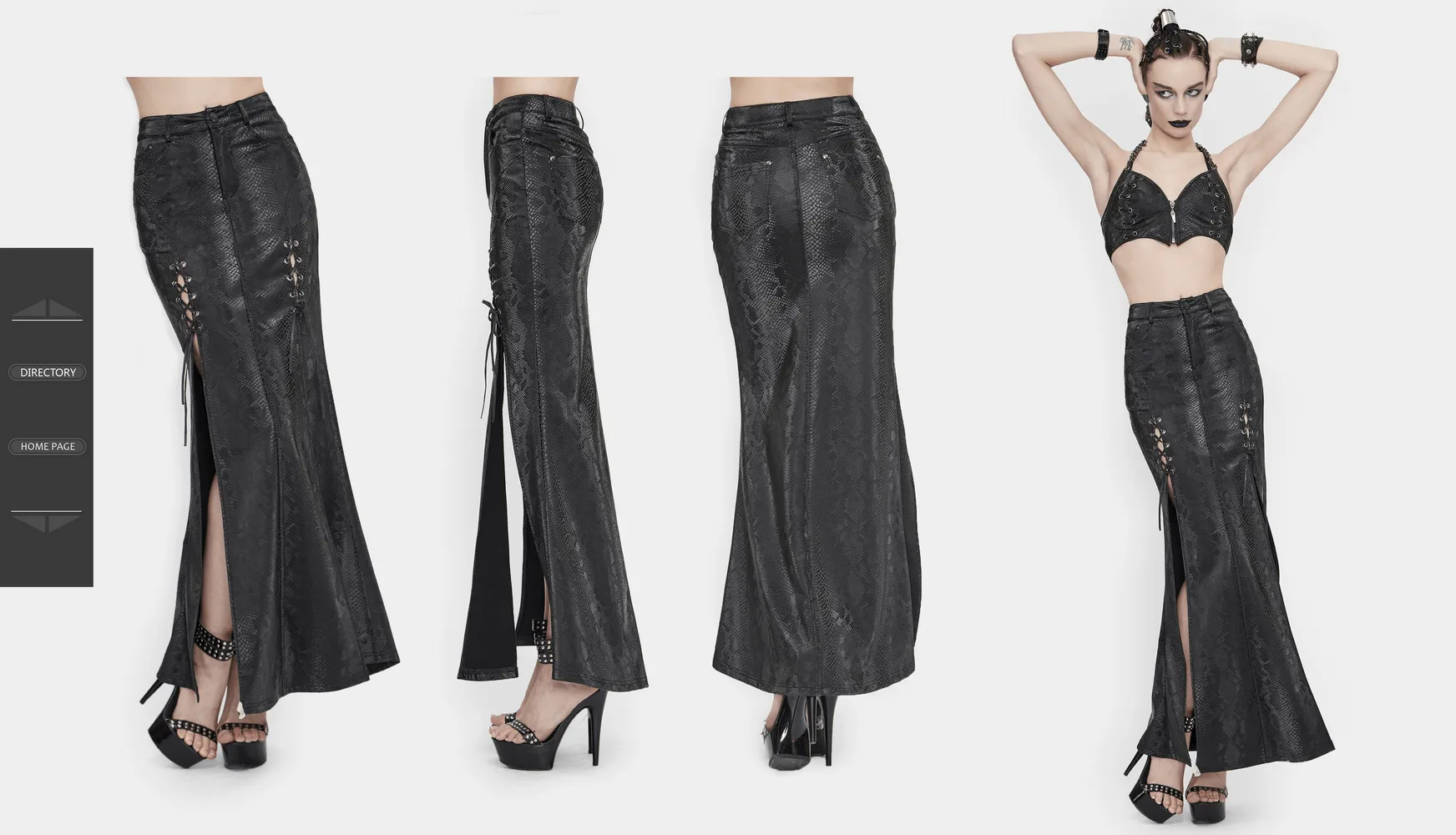 CLEARANCE / Sexy Women's Black Long Skirt with lace-up - US