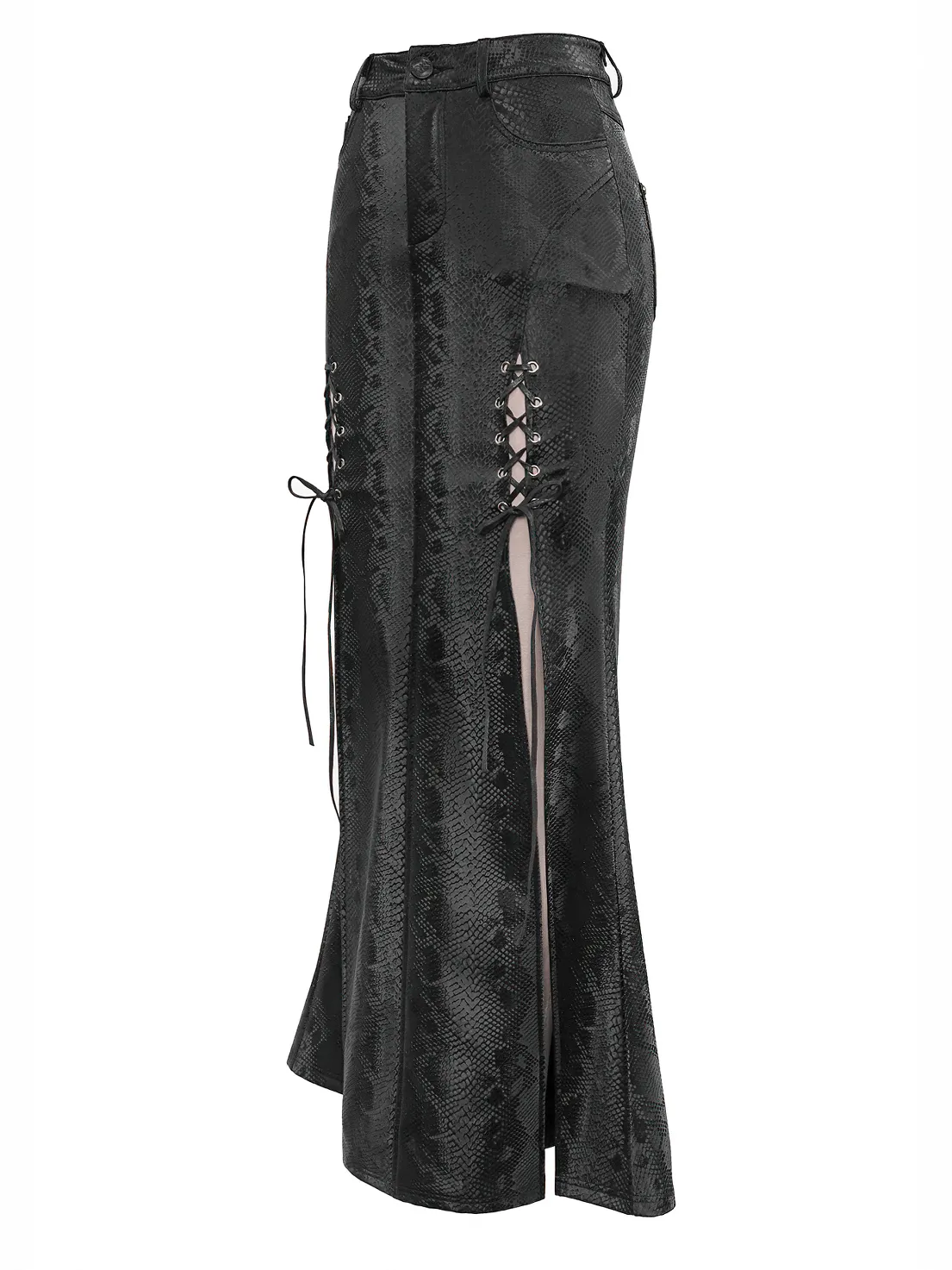 CLEARANCE / Sexy Women's Black Long Skirt with lace-up - US