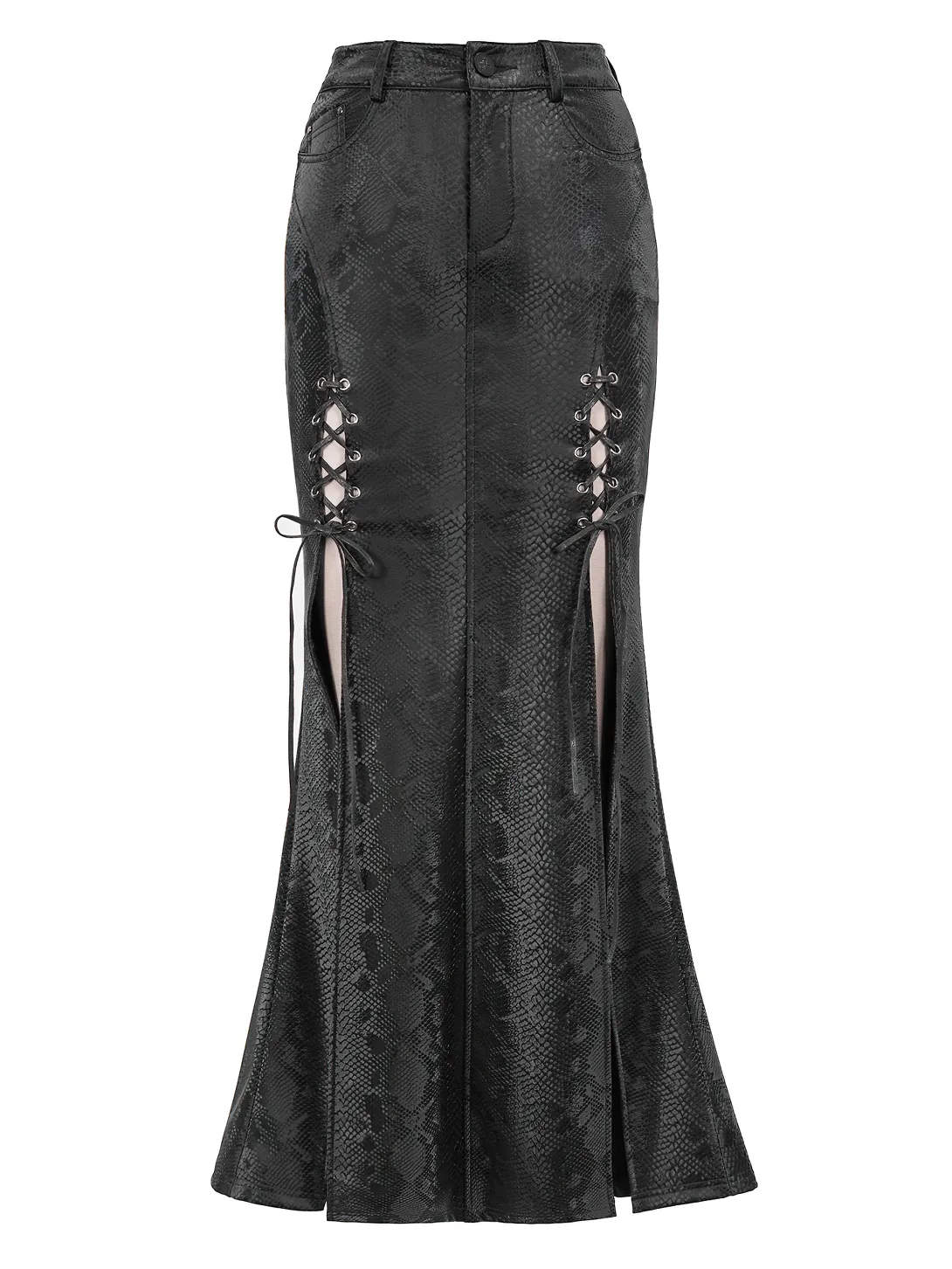 CLEARANCE / Sexy Women's Black Long Skirt with lace-up - US