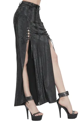CLEARANCE / Sexy Women's Black Long Skirt with lace-up - US