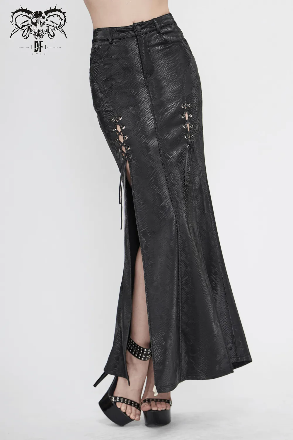 CLEARANCE / Sexy Women's Black Long Skirt with lace-up - US