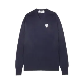 Comme des Garçons PLAY Heart V-neck Sweater, Blue
