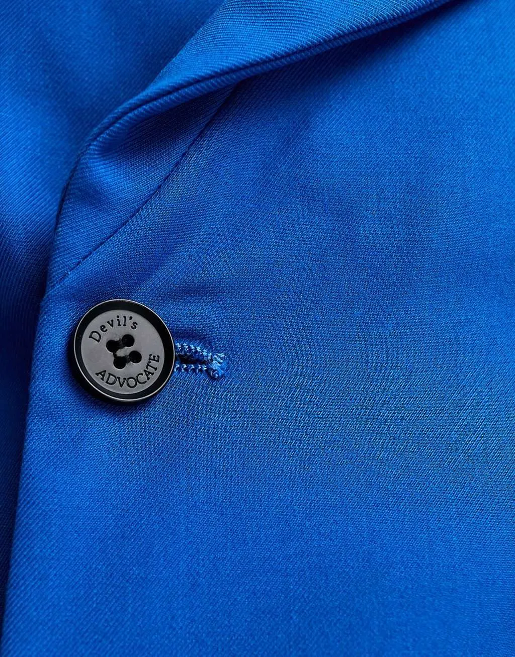 Devils Advocate Royal Blue Slim Fit Double Breasted Peak Lapel Blazer