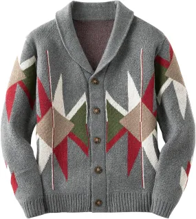 Dgoopd Cardigan Sweaters for Men Color Block Cable Knit Sweater Button Down Open Front Cardigan Casual Outwear with Pockets