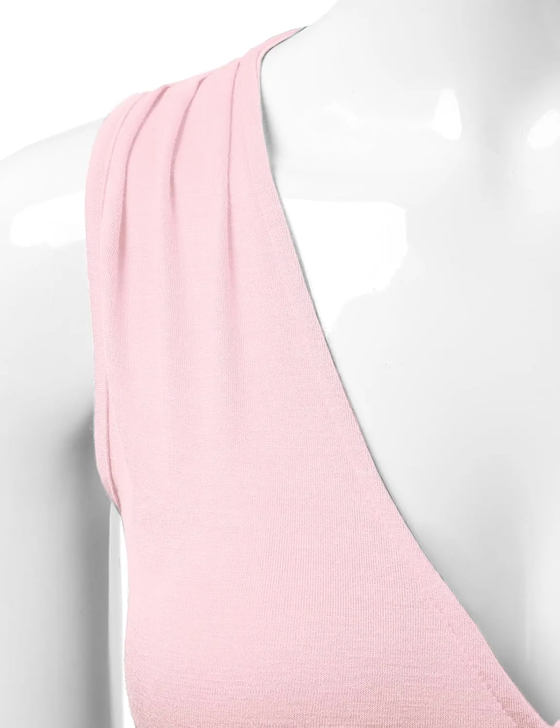 DOUBLJU Tank Tops For Women Cami Deep V Neck Sleeveless Satin Ruched Hem Tops Casual Basic Wrap T Shirts with Plus Size