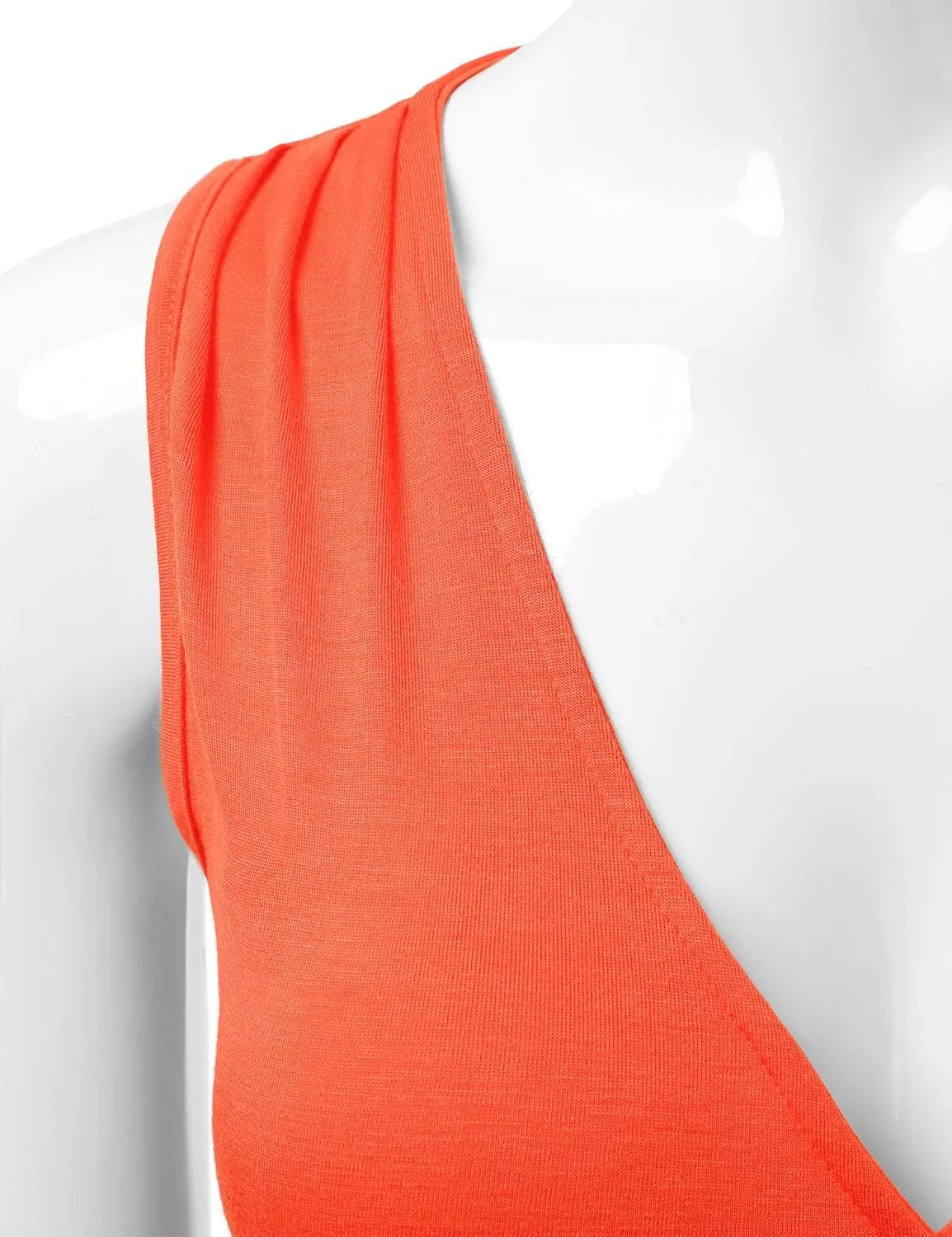 DOUBLJU Tank Tops For Women Cami Deep V Neck Sleeveless Satin Ruched Hem Tops Casual Basic Wrap T Shirts with Plus Size