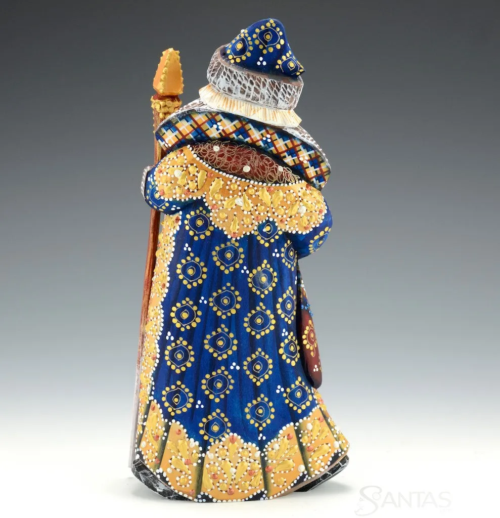Elegant Blue and Gold Russian Santa