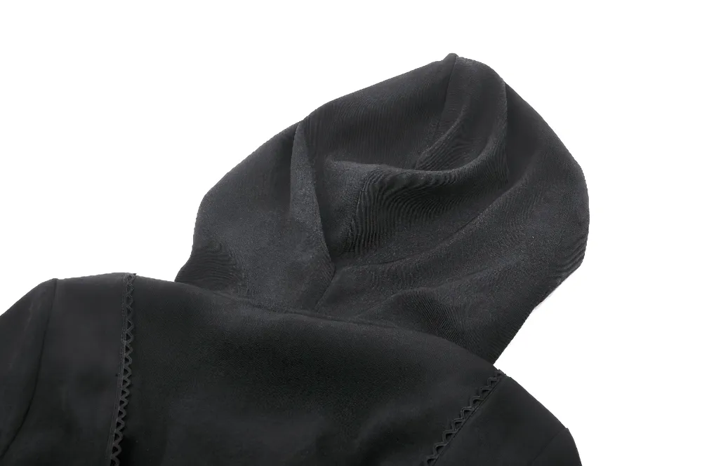 Elegant Gothic Hooded Coat with Lace Detailing