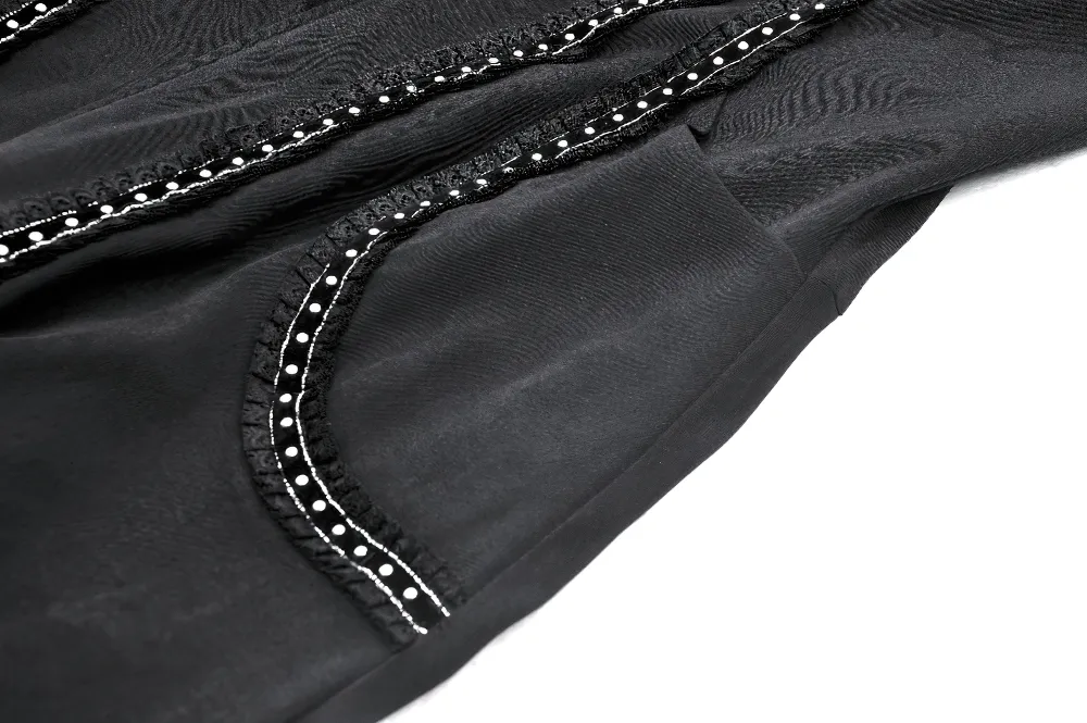 Elegant Gothic Hooded Coat with Lace Detailing