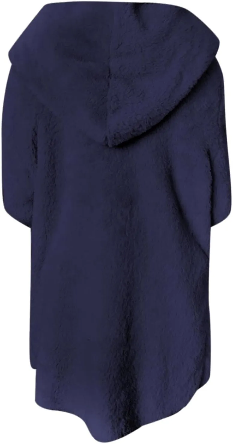 Fleece Jackets for Women Winter Coats with Hood Warm Oversized Fuzzy Jacket Long Cardigan Sweaters Soft Coat