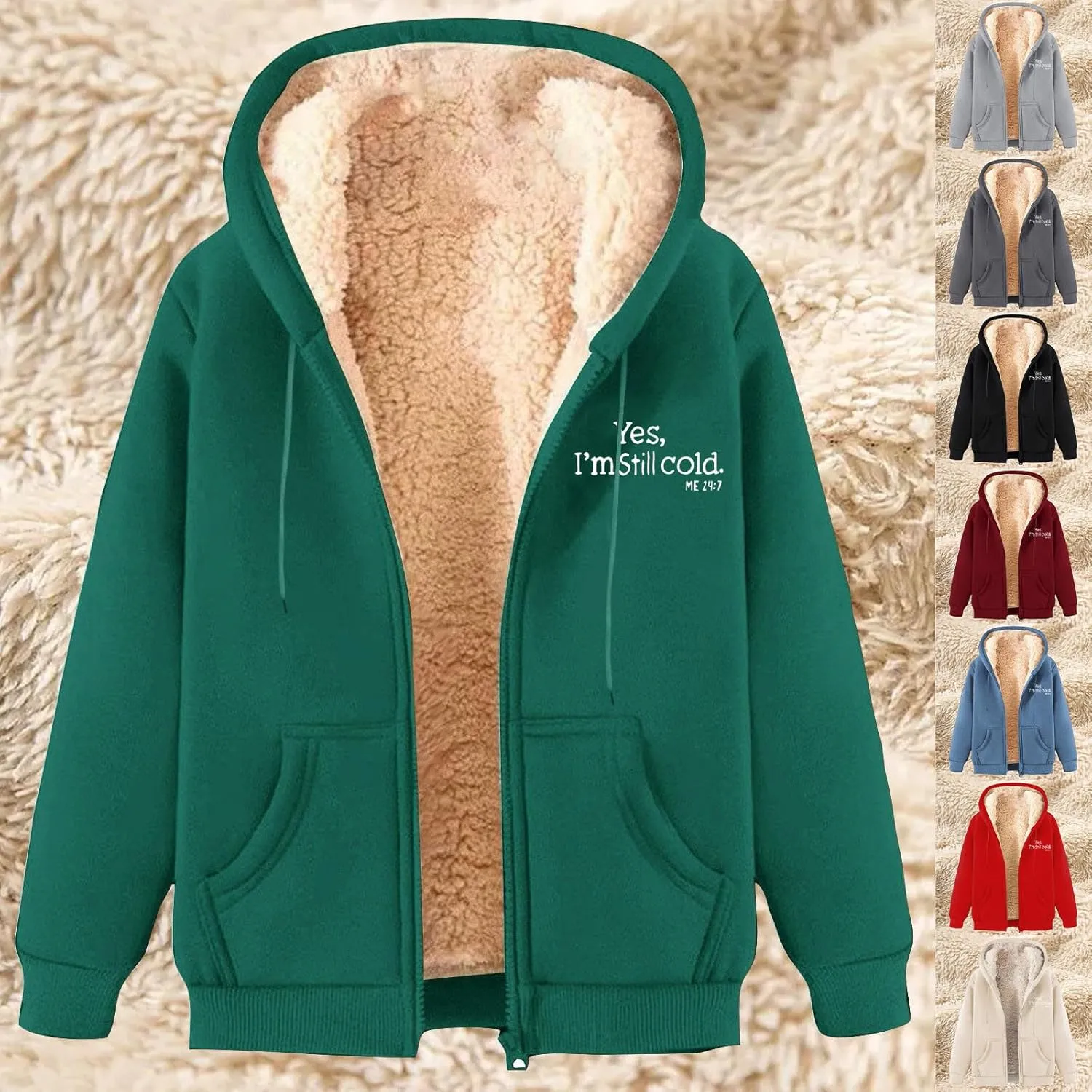 Fleece Lined Jackets for Men Winter Warm Zip Up Hoodies Fuzzy Sherpa Sweatshirts Casual Hooded Coats with Pocket