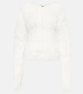 Fluffy knitted sweater Coperni, white