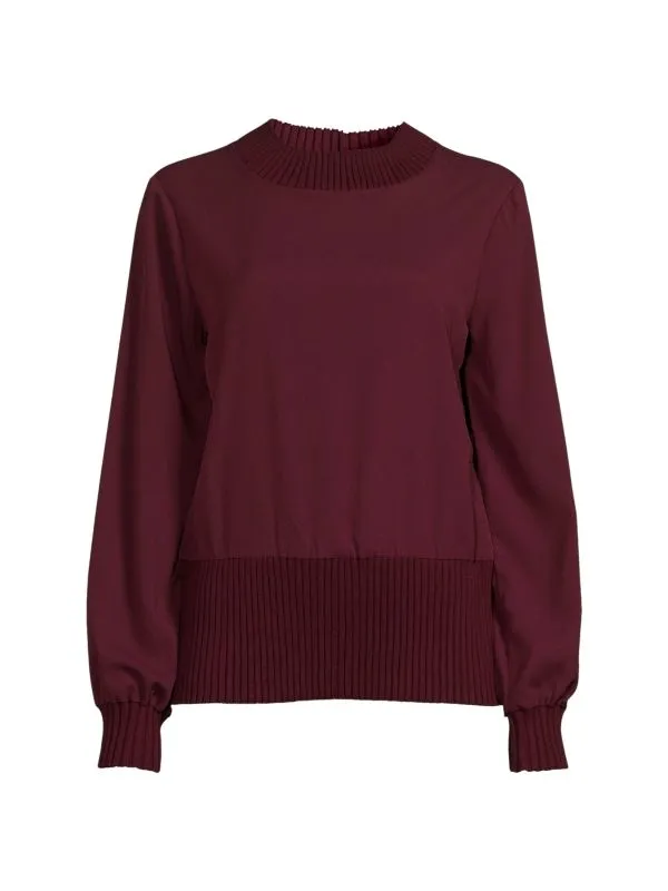 French Connection Mahi Sweater with Ribbed Trim, Black