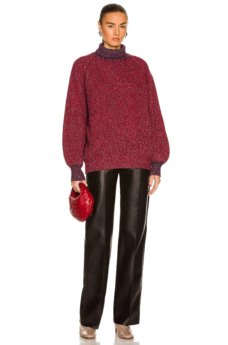 Ganni Rib Knit Sweater in High Risk Red