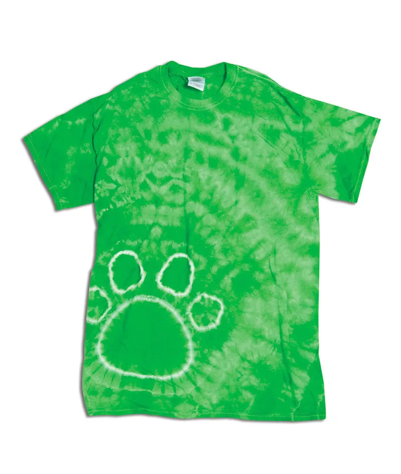 gildan tie-dye youth pawprints tee - kelly (m)