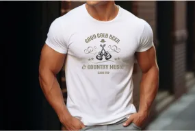 Good Cold Beer & Country Music T-Shirt, Country Shirt, Tour Shirt, Festival Tee, Western Tshirt, Concert T Shirt, Artist Shirt