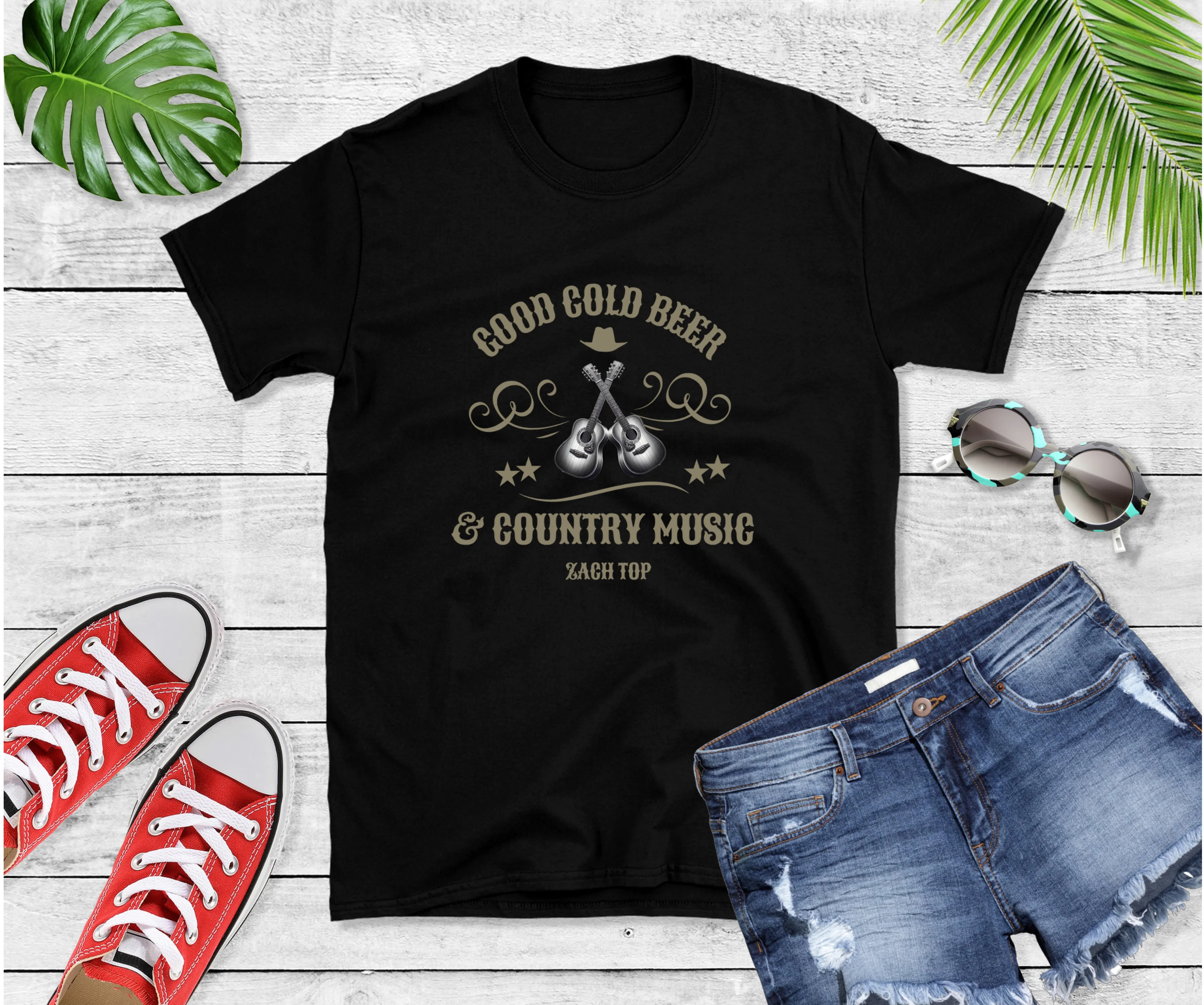 Good Cold Beer & Country Music T-Shirt, Country Shirt, Tour Shirt, Festival Tee, Western Tshirt, Concert T Shirt, Artist Shirt