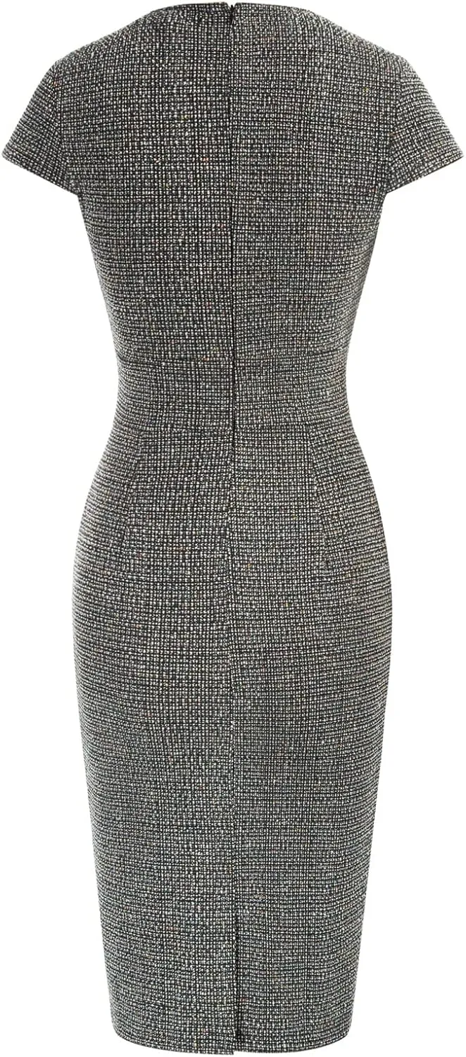 GRACE KARIN Women's Gorgeous Pencil Dress Cap Sleeve Tweed Pencil Dress for Work