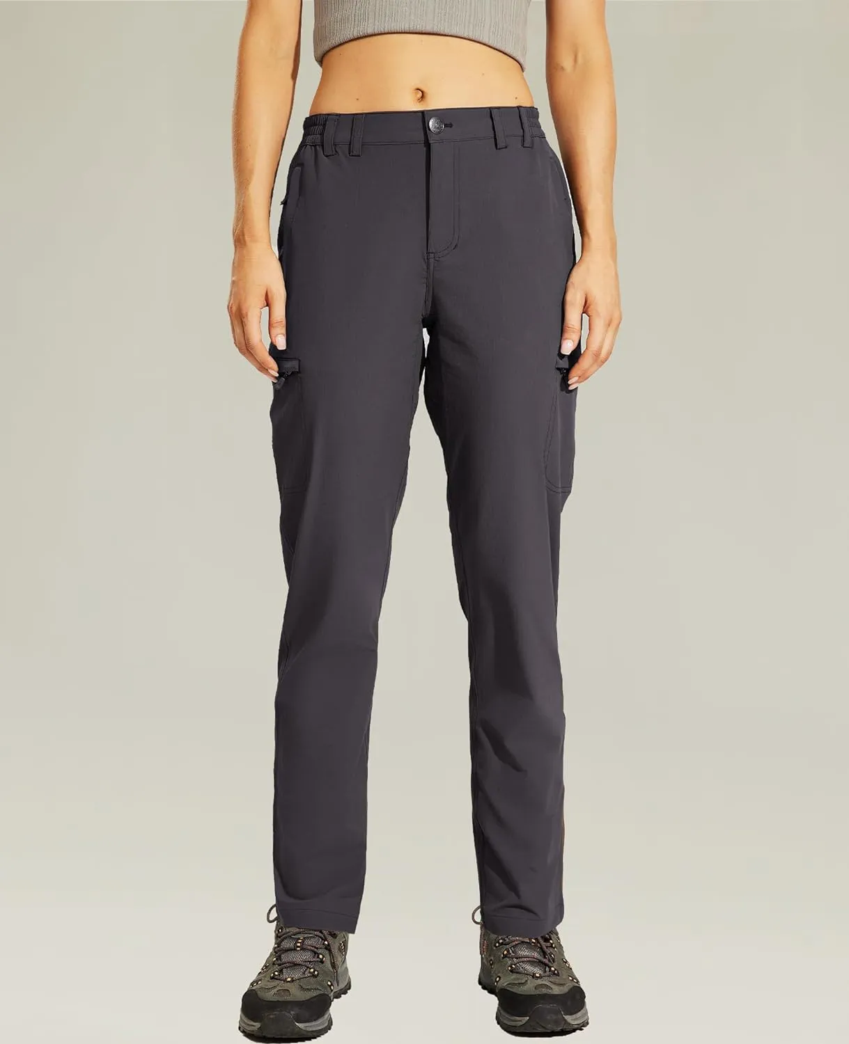 Haimont Women's Hiking Cargo Pants Quick Dry Lightweight Ripstop Stretch Nylon Travel Pants with Zip Pockets Water Repellent
