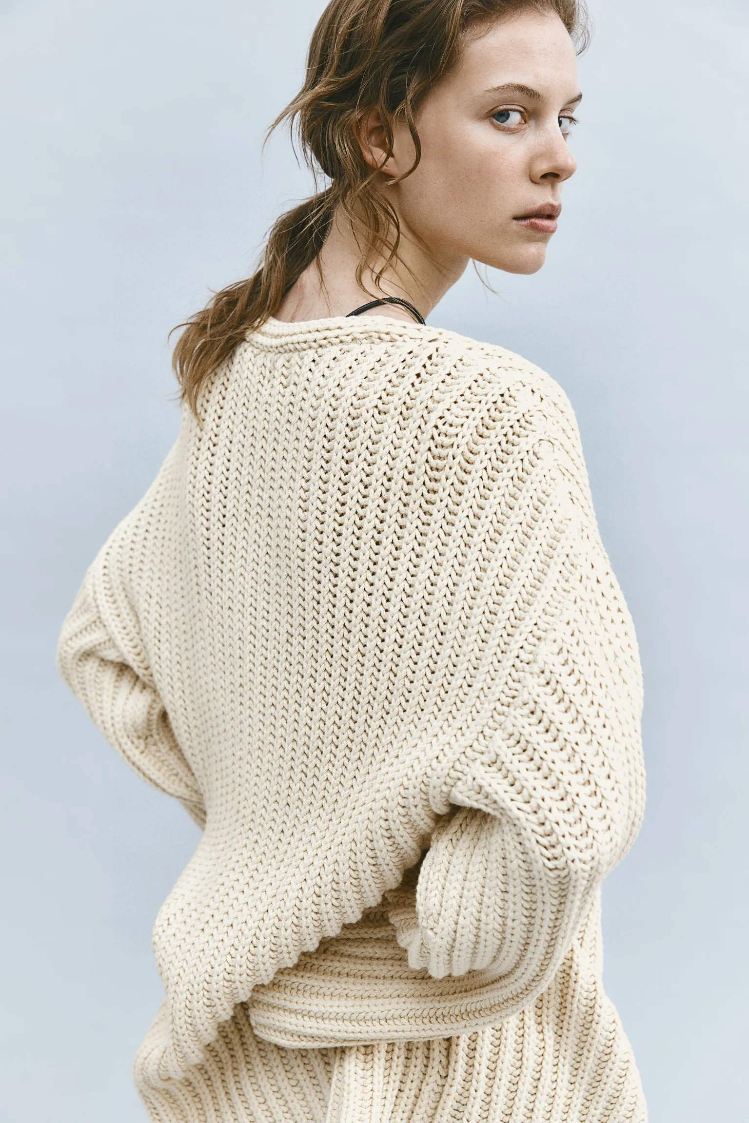 H&M Wool-blend V-neck sweater, light beige