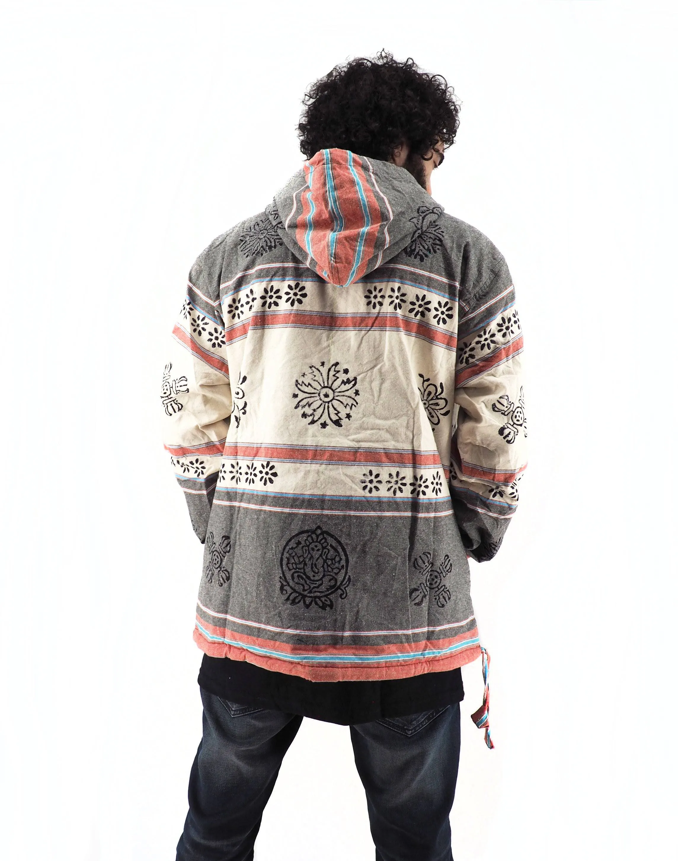 Handmade Casual Boho Cotton Unisex Jackets Hoodies Size S-M-L-XL- Gray